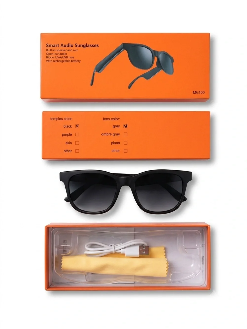 Wireless Smart Audio Sunglasses - Black